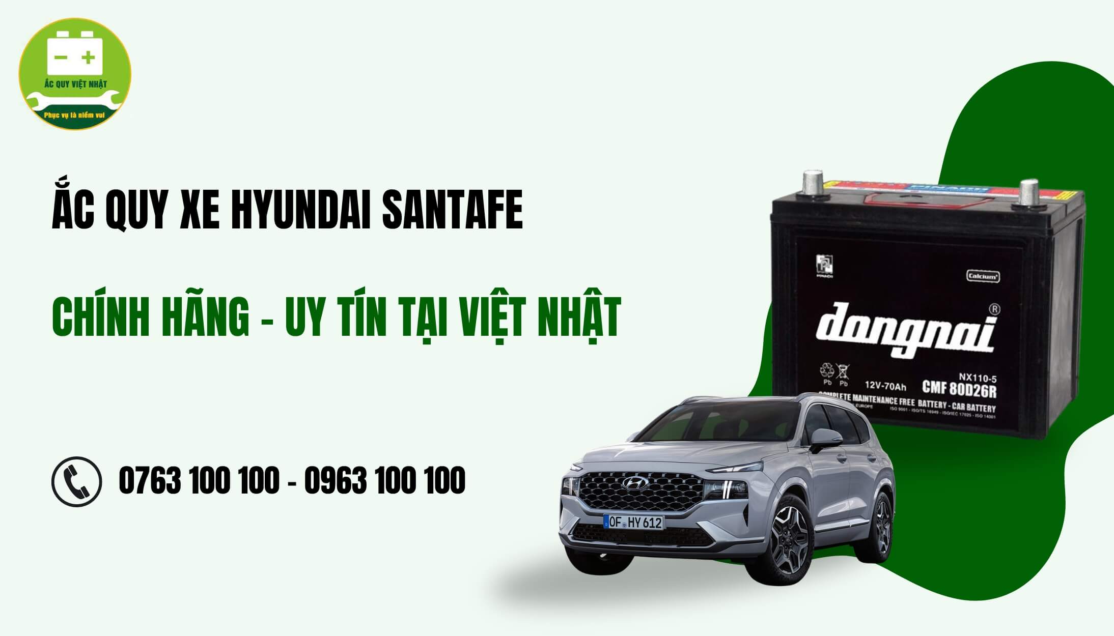 Mua ắc quy xe Hyundai Santafe tại Việt Nhật