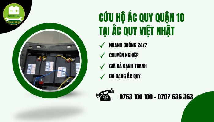 Phạm vi hoạt động của đội cứu hộ ắc quy tại quận 10 của Việt Nhật 