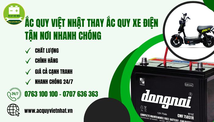 Ắc Quy Việt Nhật cung cấp dịch vụ cứu hộ thay ắc quy xe điện tận nơi nhanh chóng