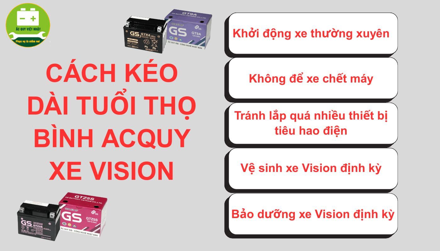 Tổng hợp các cách giúp bình ắc quy xe Honda Vision bền lâu, ít hỏng