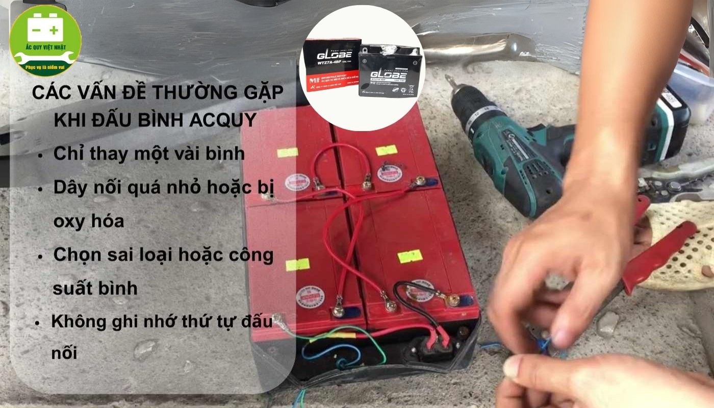 Một số lỗi khi thực hiện cách đấu bình acquy xe đạp điện