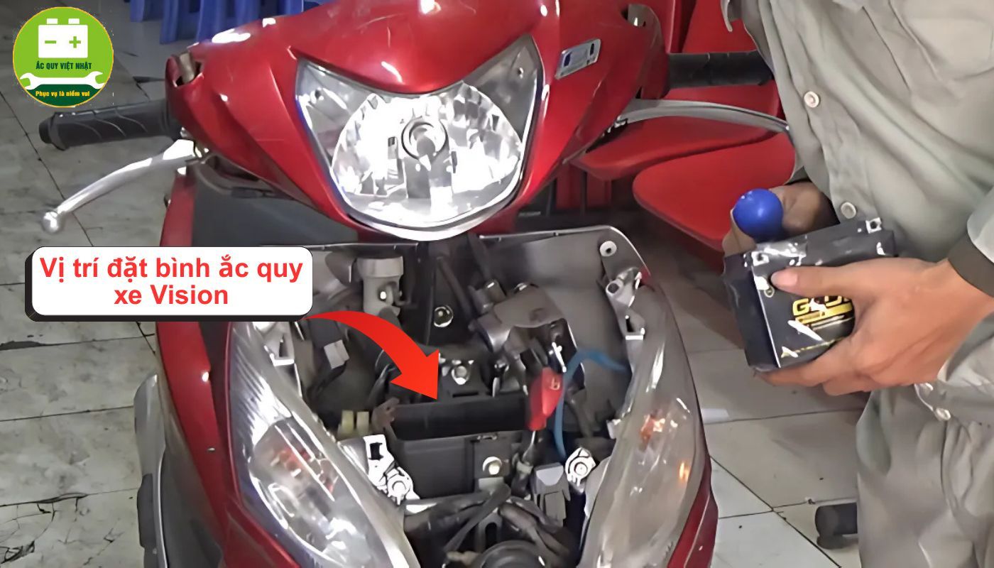 Vị trí bình ắc quy của xe vision nằm ở đâu​ đối với đời từ 2019?