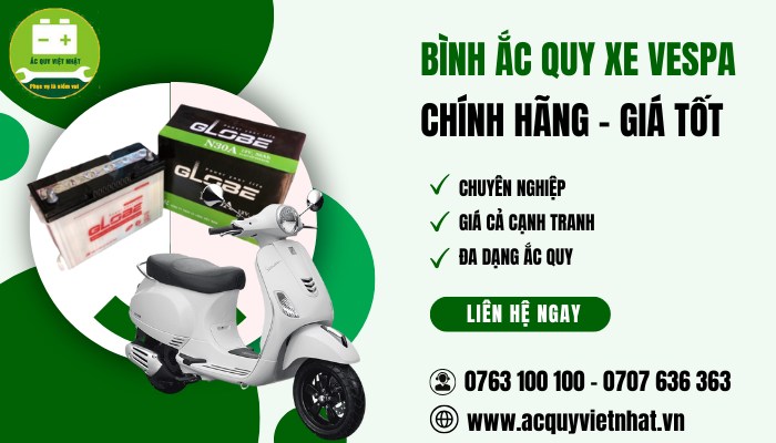 Mua bình ắc quy Vespa tại Ắc Quy Việt Nhật