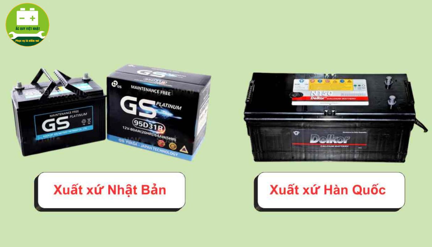 So sánh ắc quy GS và Delkor về xuất xứ và nguồn gốc